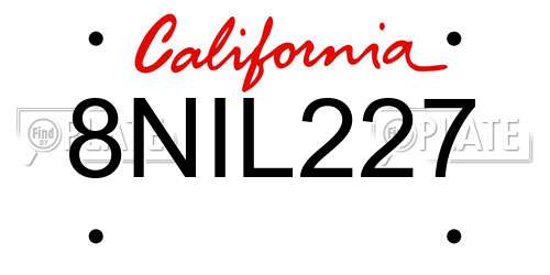 8NIL227 California License Plate