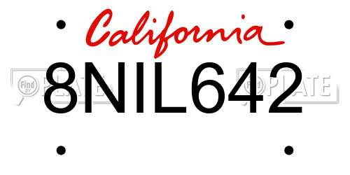 8NIL642 California License Plate