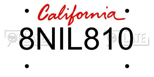 8NIL810 California License Plate