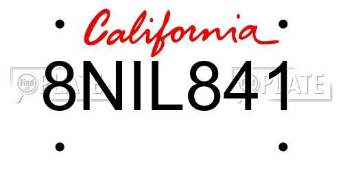 8NIL841 California License Plate
