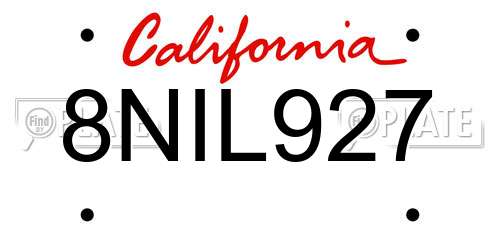 8NIL927 California License Plate