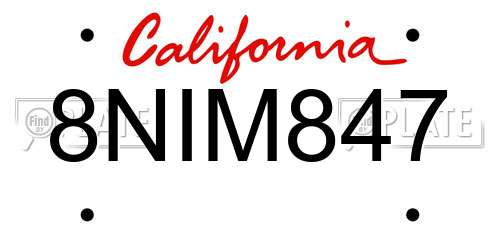 8NIM847 California License Plate