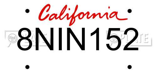 8NIN152 California License Plate