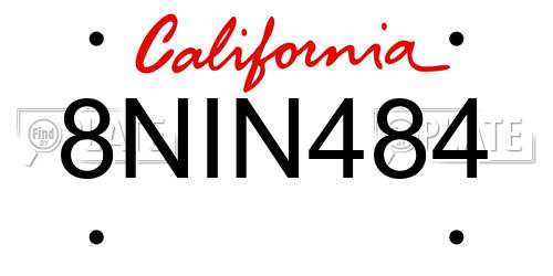 8NIN484 California License Plate