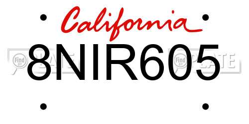 8NIR605 California License Plate