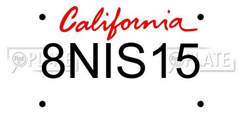 8NIS15 California License Plate