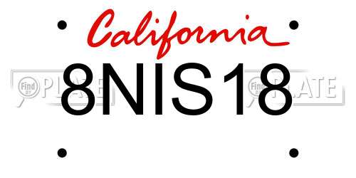 8NIS18 California License Plate