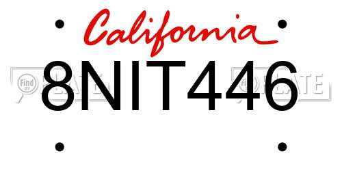 8NIT446 California License Plate