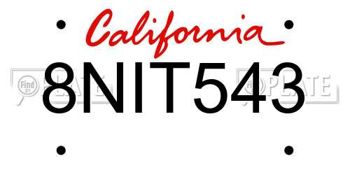 8NIT543 California License Plate