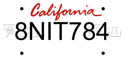 8NIT784 California License Plate