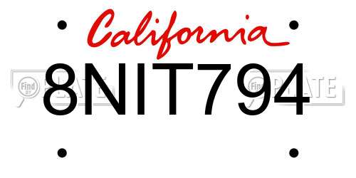 8NIT794 California License Plate