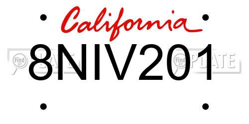 8NIV201 California License Plate