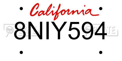 8NIY594 California License Plate