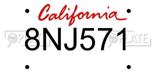 8NJ571 California License Plate