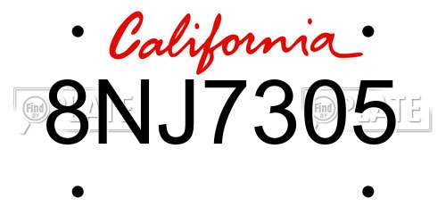 8NJ7305 California License Plate
