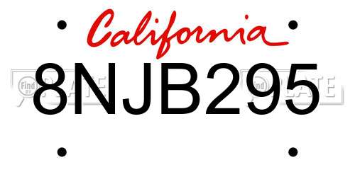 8NJB295 California License Plate