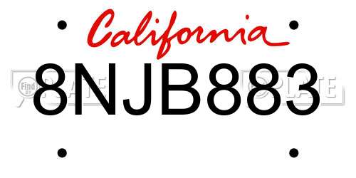 8NJB883 California License Plate