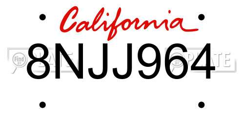 8NJJ964 California License Plate