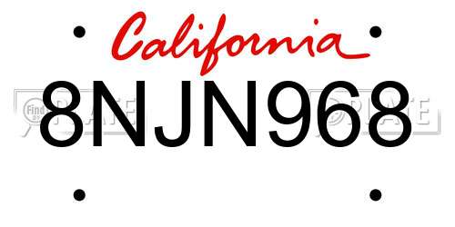 8NJN968 California License Plate