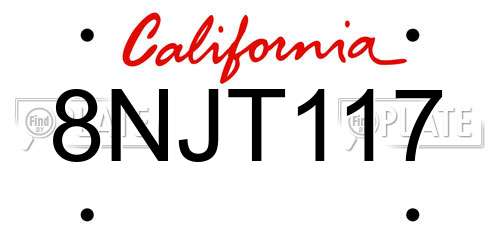 8NJT117 California License Plate