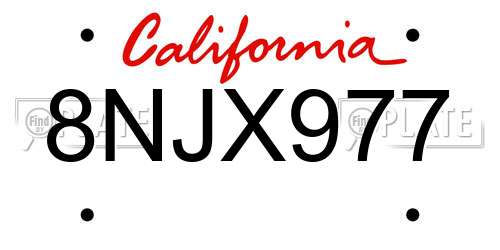 8NJX977 California License Plate