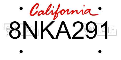 8NKA291 California License Plate