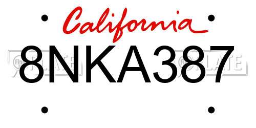8NKA387 California License Plate