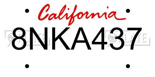8NKA437 California License Plate