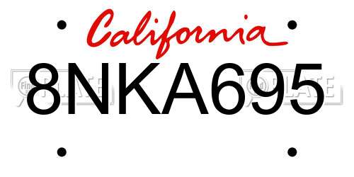 8NKA695 California License Plate