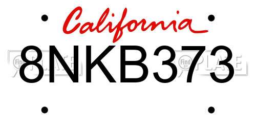 8NKB373 California License Plate