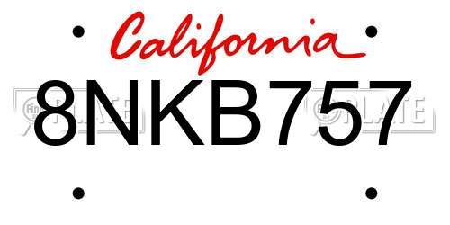 8NKB757 California License Plate