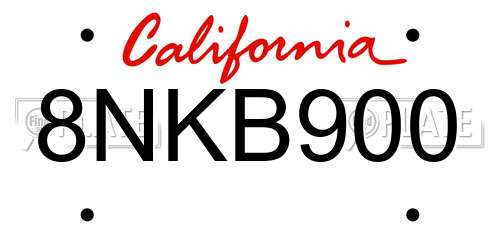 8NKB900 California License Plate
