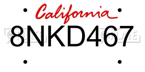 8NKD467 California License Plate