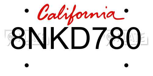 8NKD780 California License Plate