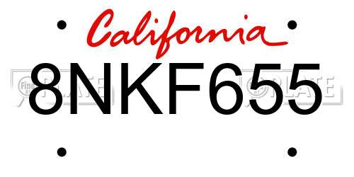 8NKF655 California License Plate
