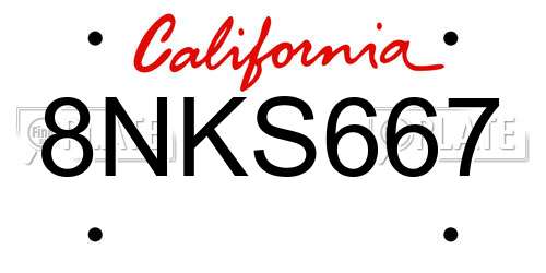 8NKS667 California License Plate