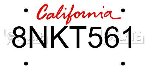 8NKT561 California License Plate