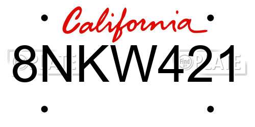 8NKW421 California License Plate