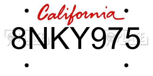 8NKY975 California License Plate