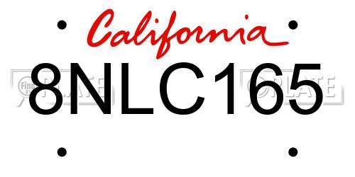 8NLC165 California License Plate