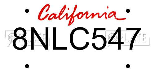 8NLC547 California License Plate