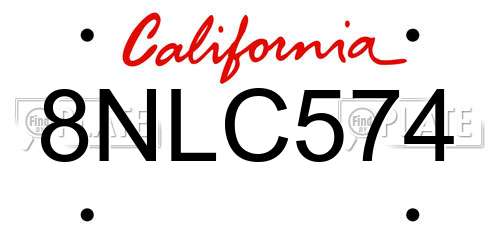 8NLC574 California License Plate