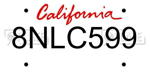 8NLC599 California License Plate