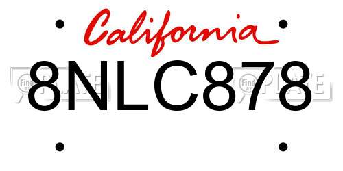 8NLC878 California License Plate