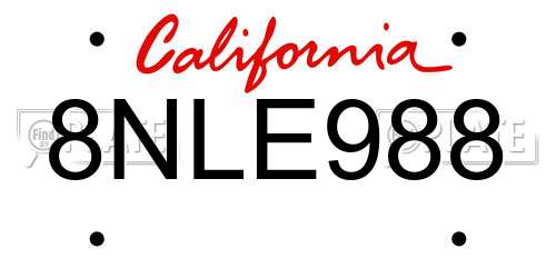 8NLE988 California License Plate