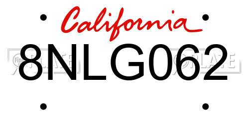 8NLG062 California License Plate