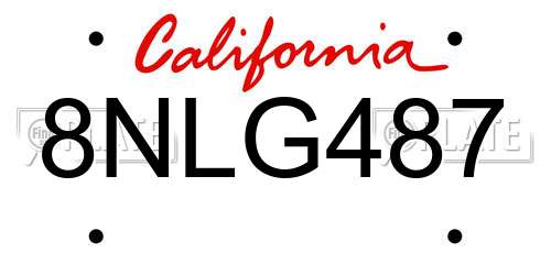 8NLG487 California License Plate