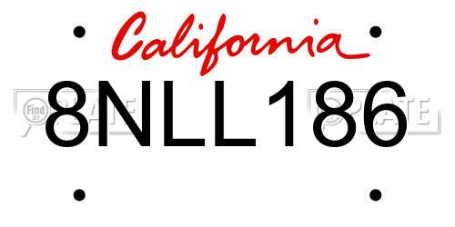 8NLL186 California License Plate