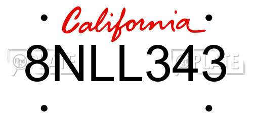 8NLL343 California License Plate