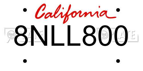 8NLL800 California License Plate
